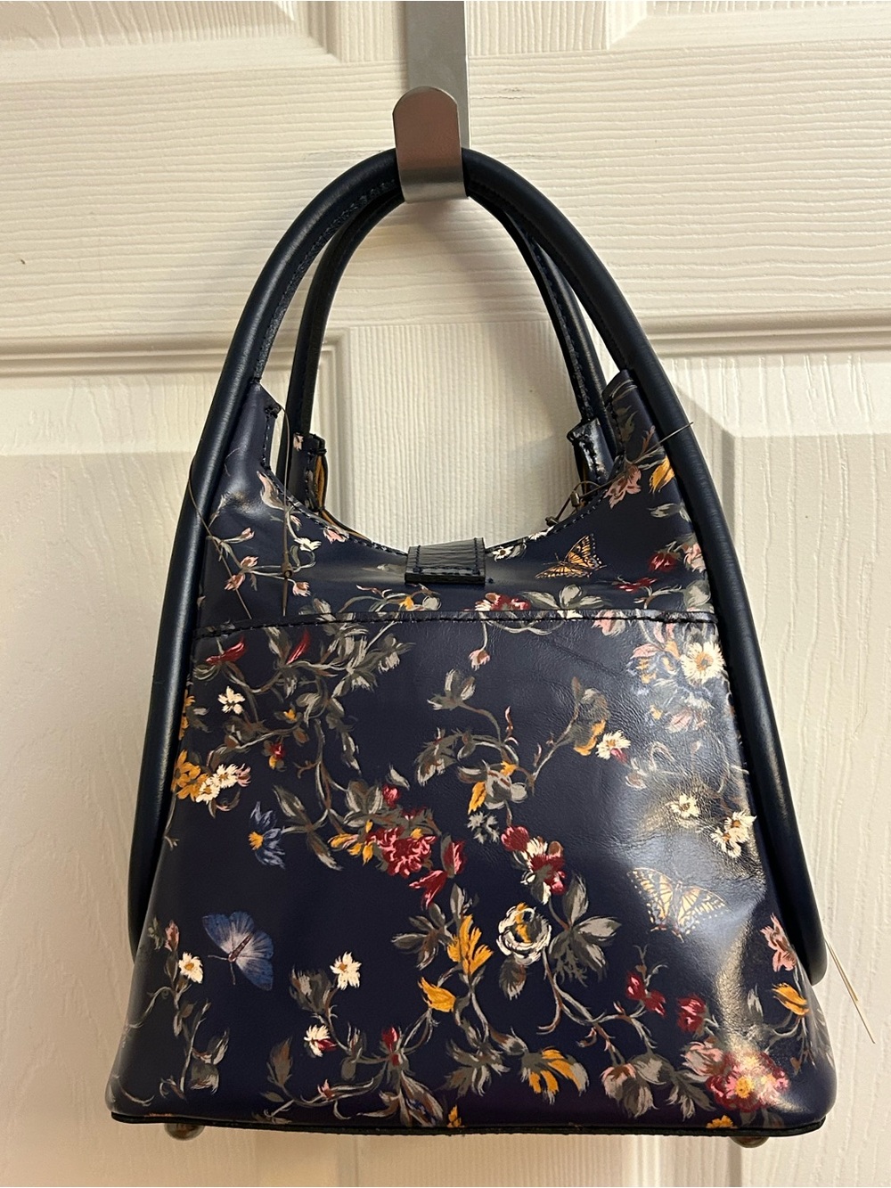Patricia Nash Navy Floral Shoulder Bag with Buckle Detail - Picture 5 of 16